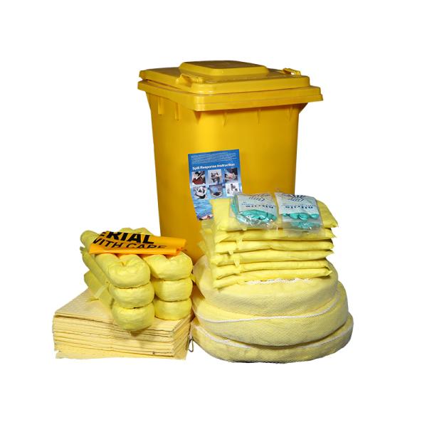 Wheeled Bins Hazchem Spill Kits 120 Litre Capacity For Emergency Leakage Handling