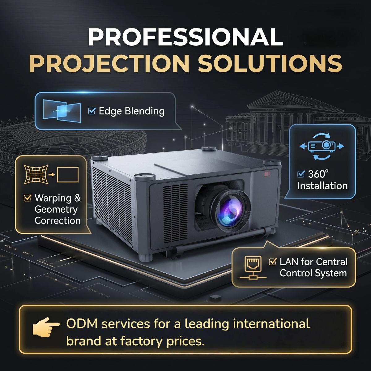 25000 Lumens 3D Mapping Projector WUXGA 3LCD Dual Color Laser Flexible Lens Options
