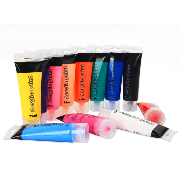 12 Colors 75ml Loose Non-Toxic Tube Artist Acrylic Paint for Kids