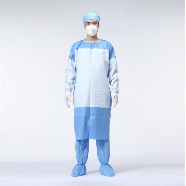 Blue Wist 4 ties Disposable Surgical Gown Doctor Gowns ISO9001 For Clinic