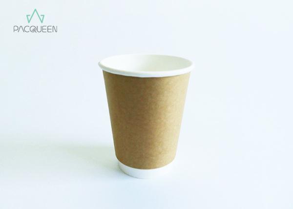 Sleeveless Brown Kraft Paper Coffee Cups , Insulated Disposable Coffee Cups