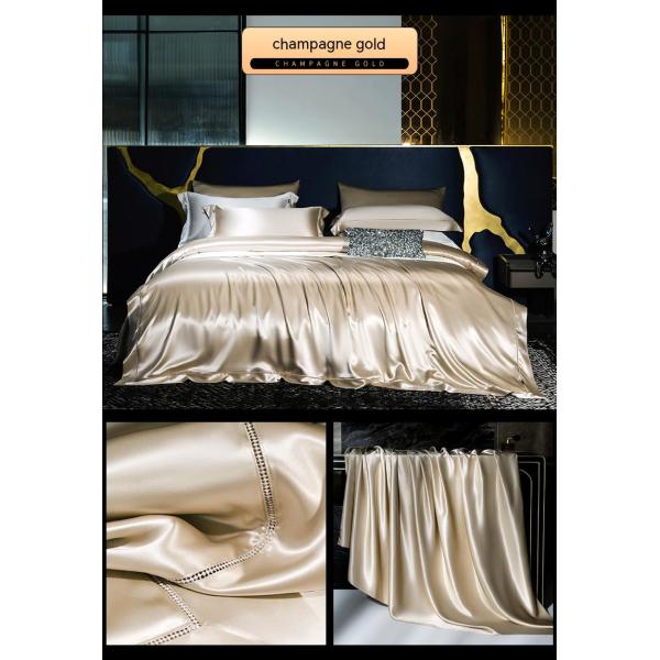 Silk Bedding Set Queen Size Satin Sheets 4 Sheets Set Bed Cover for Home Hotel Luxury