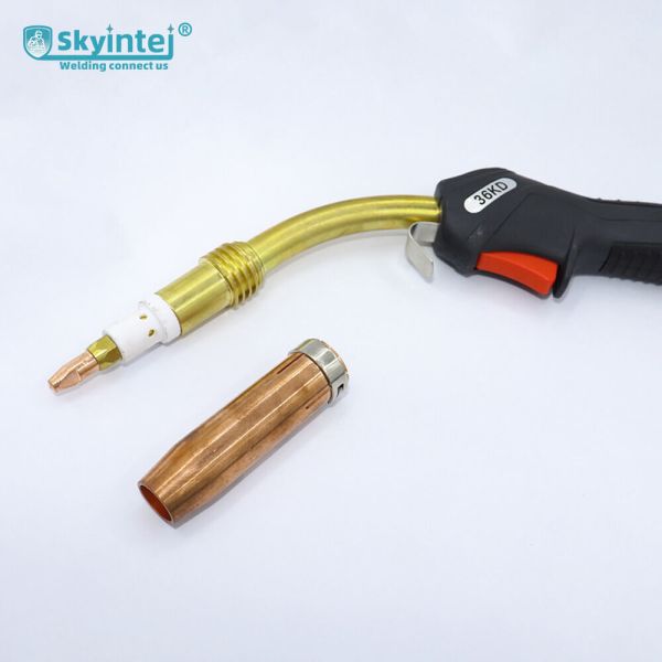 Skyintej MIG Welding Torch Copper Plated Black Handle 36KD Air Cooled 500A DC 60% Duty Cycle AC 220V Flexible Swan Neck 0.8mm