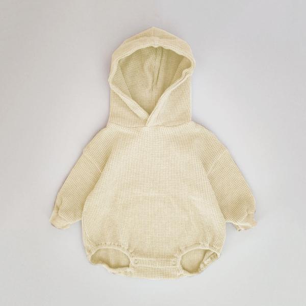 100% хлопок Romper рукава Hoodie вафли младенца Newborn длинное