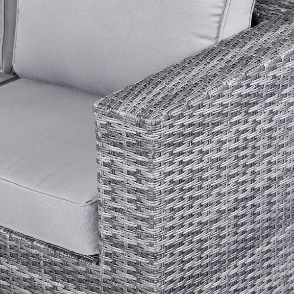 Modern Rattan Garden Set with Sectional Dining Sofa and Rising Table Outdoor Furniture