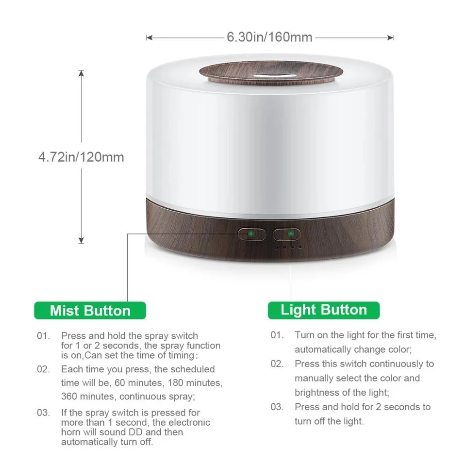 500ml Remote Control Household Aromatherapy Machine Ultrasonic Scent Essential Oil Diffuser Air Humidifier With LED Night Light