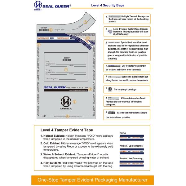 Transperant And Opaque Co - Extrusion Security Tamper Evident Deposit Bag For Bank China Fachtory SEALQUEEN