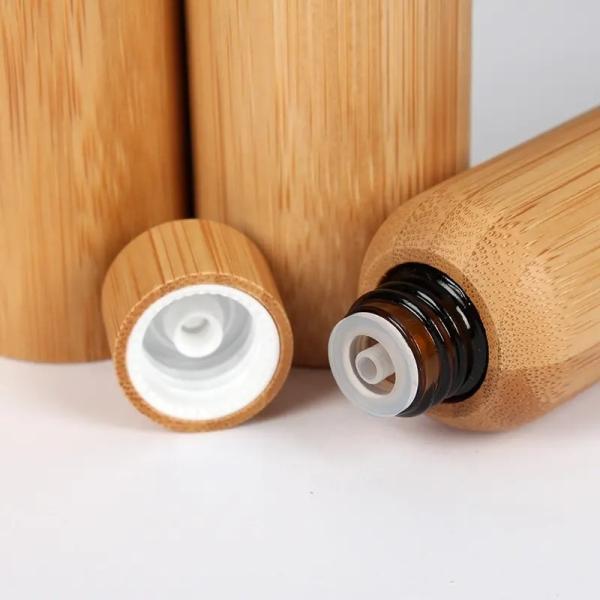 15ml 30ml 50ml Empty  Bamboo Cosmetic Essential Oil Glass Bottle Screaw Cap