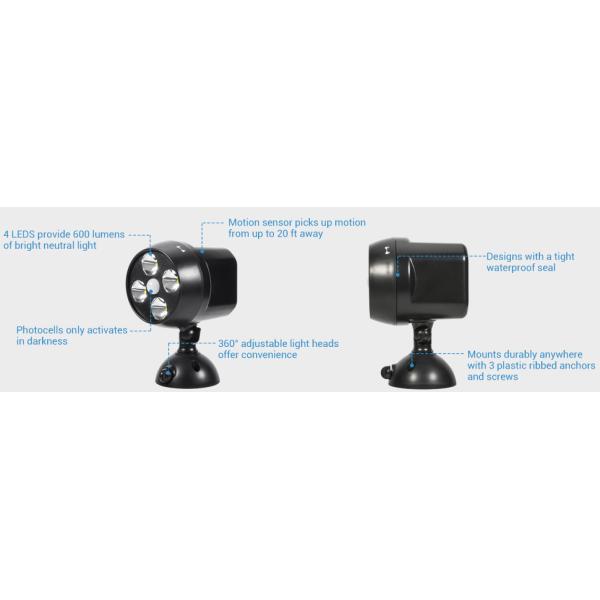 600-Lumen Outdoor LED Security Light, Battery Powered Wireless Motion Sensor Light