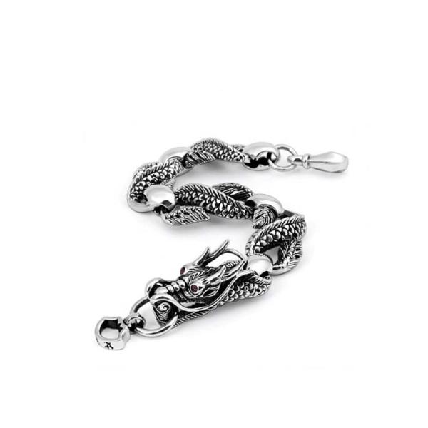 Sterling Silver Thai Vintage Dragon Bracelet fro Men (B111701)
