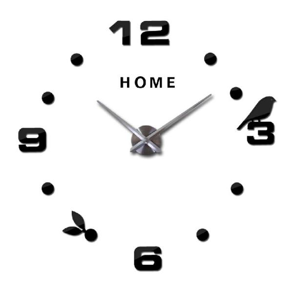 Arabic Digital Birds Mirror Decor Wall Art Clock Stickers Large Elegant Wall Clock