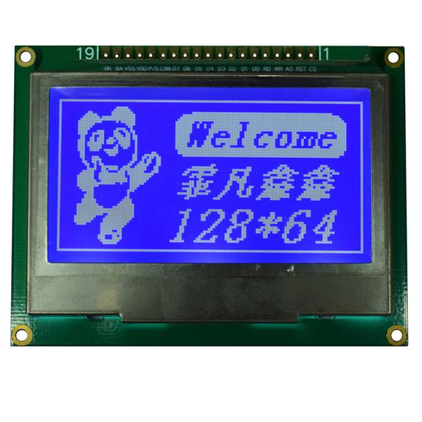Graphic Dot Matrix LCD Display Module 7.5mm Max Thickness Blue Film Negative Display
