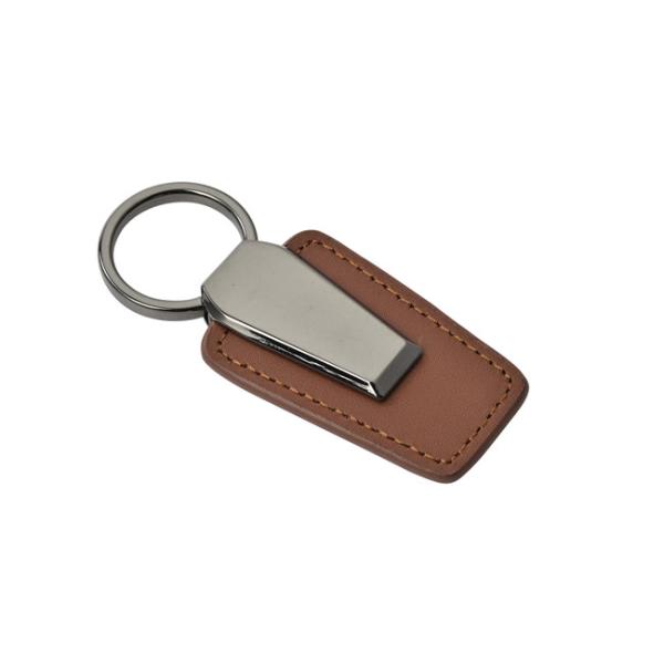 Souvenir Personalised Leather Keyring Laser Engraving Matt Nickel Finished