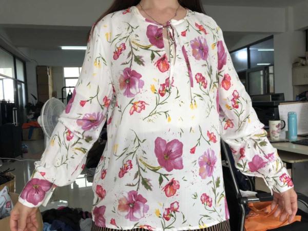 Long Sleeves Floral Print Shirt Womens 100% Viscose  Ladies Print Blouse