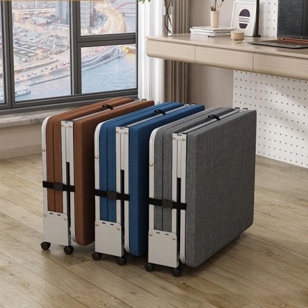 Rollaway Folding Bed with Mattress Portable Camping Cot Guest , Office Movable Nap Sleeper Wheels Sturdy Metal Frame