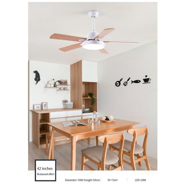 52 Inch Ceiling Fans 5 Blades Inverter wooden retro remote control creative wood ceiling fan Light(WH-CLL-20)