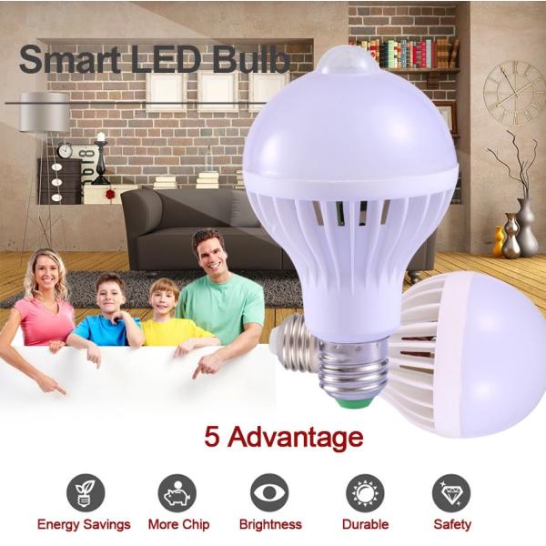 Epistar Sanan LED Chip Motion Sensor A60 7w LED Light Bulb with Custom Design