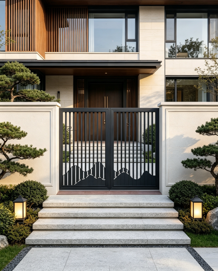 Modern T6-T5 Aviation-grade Aluminum Alloy Custom Size Electric Control Courtyard Gate for Villa Gardens