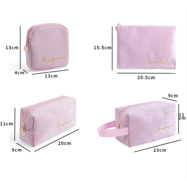 Personalized Logo Custom Makeup Bag Cases Pouch Set Private Label Velvet Cosmetic Bag