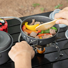 Stainless Steel Camping Outdoor Cookware Mess Kit Set, Folding Cookset Camping Teapot and Pans Set Equipment