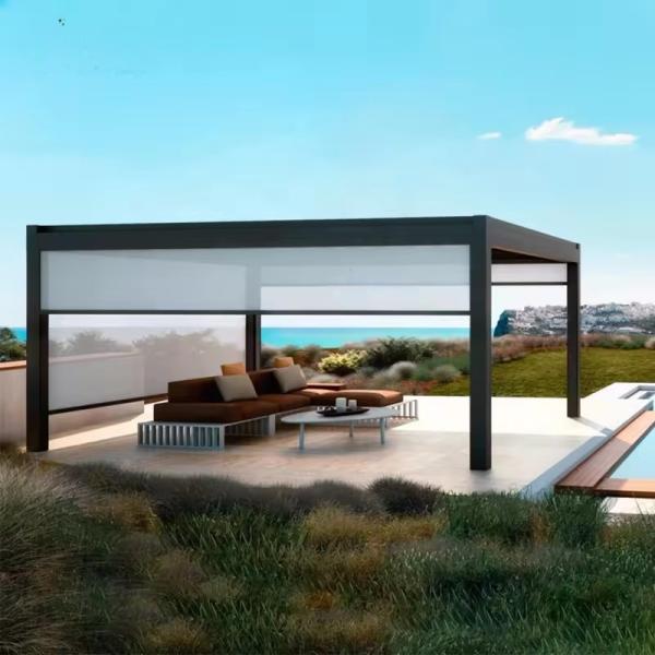 Easy To Install And UV Protection Outdoor Aluminium Pergola With Retractable Canopy