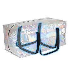 Heavy Duty Moving Bags 24-Gallon Extra Large Waterproof Foldable Clothing Storage Totes Bags With Zipper,Reinforced Handles,Packing Moving Boxes For Dorm & Seasonal Storage,Iridescent