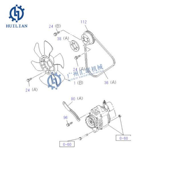 Прохлаждение вентилятора 129436-44740 4 отверстия 8 листьев вентилятор лопатка вписывается в двигатель Yanmar 4TNV88 Komatsu PC40-7 PC35R-8 4D88E 4D84-2