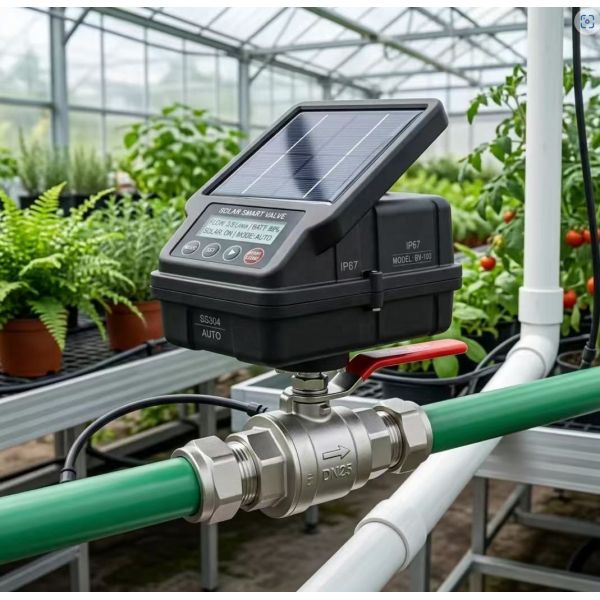 Solar-powered WiFi Ball Valve IP67 Waterproof Stainless Steel SS304 for Horticulture Irrigation