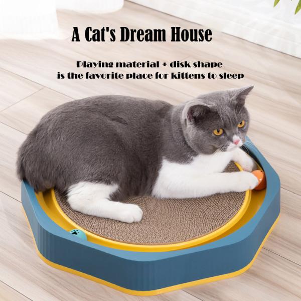 Wood Cat Scratcher Cardboard Oval Corrugated Scratch Lounge Bed Durable Cat Training Toy
