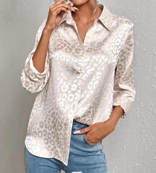                  Custom Private Label American Clothing Wholesale Long Sleeve Embossed Button up High Quality Shirts for Women Shirts             