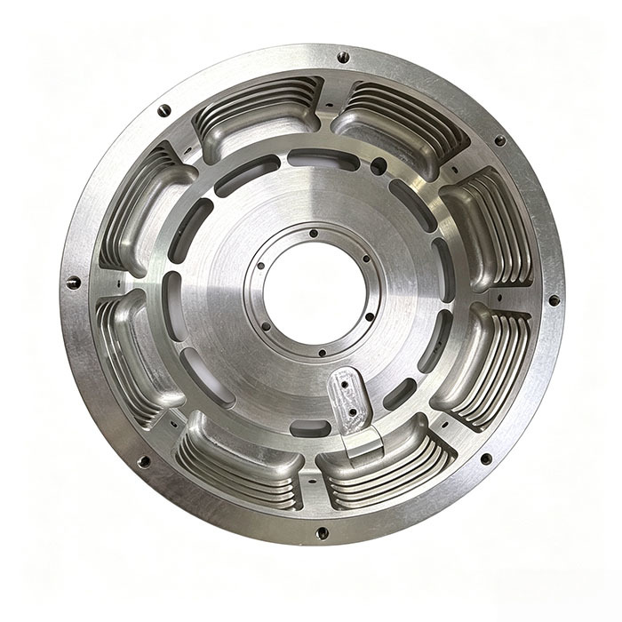Custom  CNC Machined 6061-T6 Aluminum Motor Heat Sink Housing with Ventilated Cooling Slots