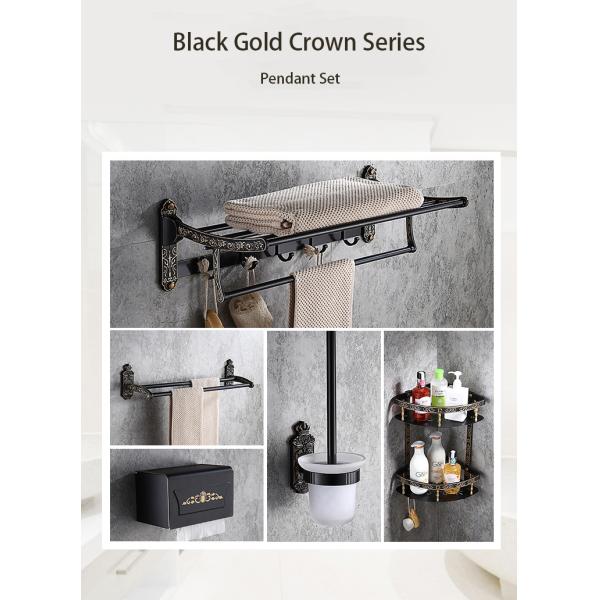 European Antique Black Bathroom Rack Set with 1 Layer and Oxidation Surface Finishing