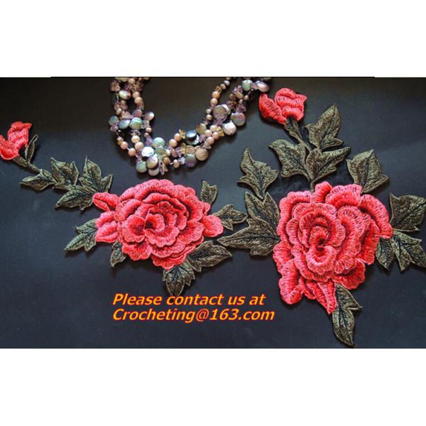 Diy sewing accessories handmade embroidered peony Flower Patch 3D flower motif applique