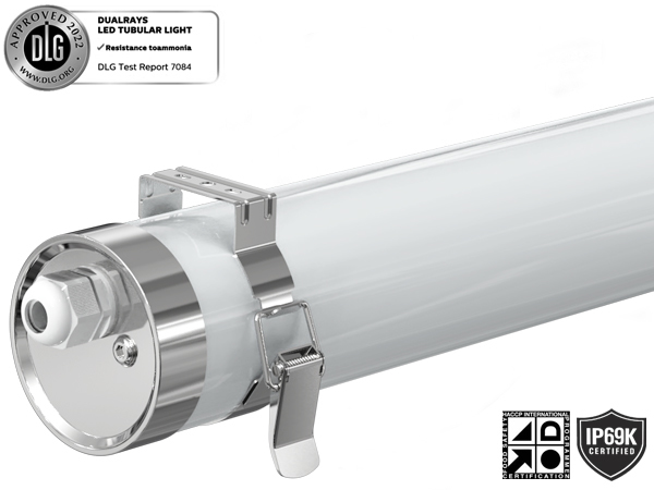 IP69K IK10 PMMA TB6 LED Tubular Light Anto-UV Ammonia For FCar Washing Place with linkable optioanl
