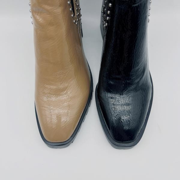 Durable Womens Leather Dress Boots Custom Black Dress Tan Ankle Boots