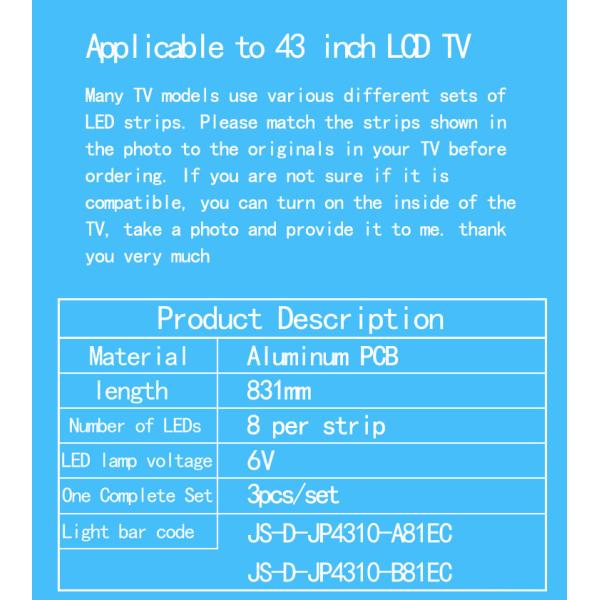 Для Lehua T43 43X600 JS-D-JP4310-A81EC E43DU1000 MCPCB