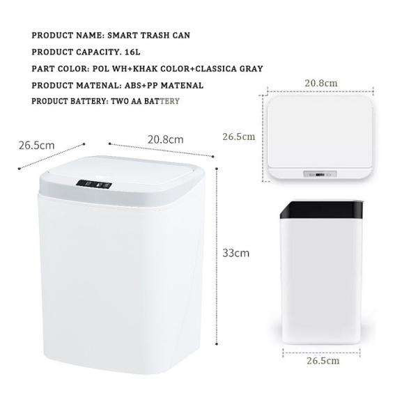 12L Smart Sensor Trash Can Home Intelligent Trash Can  with Odor Filter Touchless Self Sealing Bin