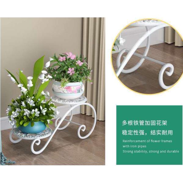 White 2 Tier Flower Cart Plant Stand , 45cm Width Plant Cart Indoor