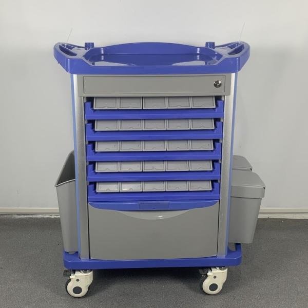 Double Sides Emergency Medicine Crash Cart Abs Material With Centralized Lock
