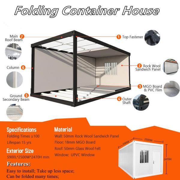 Office Foldable Mobile Container House Prefab Z-Type New Design 40 Foot Container House