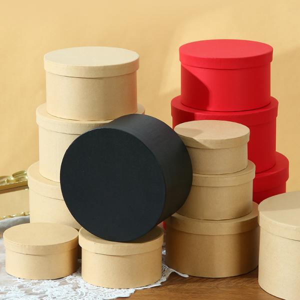 Custom Round Kraft Paper Gift Box for Cosmetics Packaging