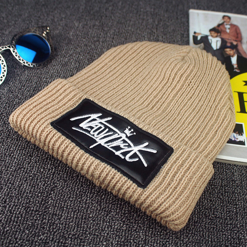 Unisex Acrylic Knitted Cuffed Winter Beanie Hats Plain Blank Dyed Solid Color