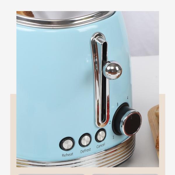 Anti-Seco Retro Toaster de Auxílio de Cozinha Azul Toaster Automático de Cozinha de Duas fatias