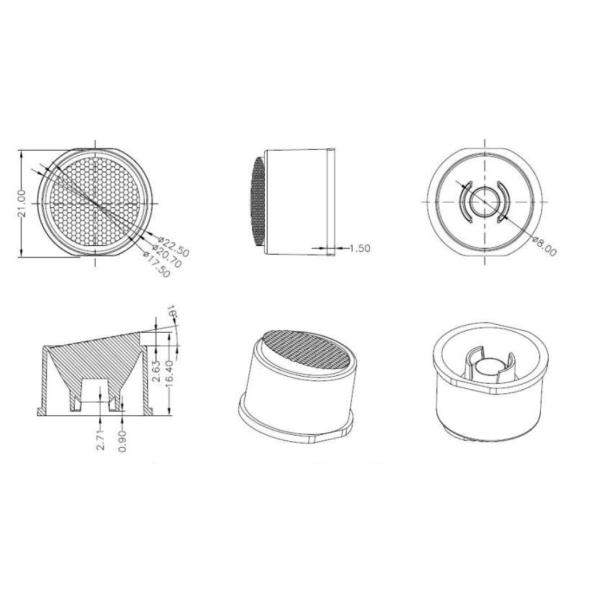 Diodo emissor de luz do GV que focaliza a lente alta 22.5x13.8mm da luz da baía para a luz da arruela da parede