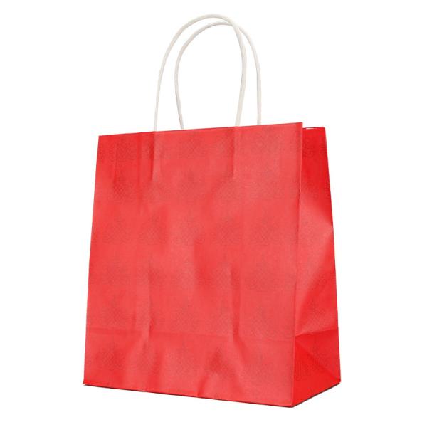 Kraft Paper J Cut Paper Bag Red Twist Handle Paper Carrier Bags For Clothing