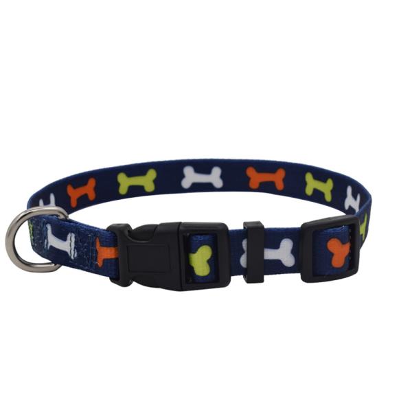 Adjustalbe 1 Inch Dog Bone Pattern Pet Training Nylon Collar Neck 14-22