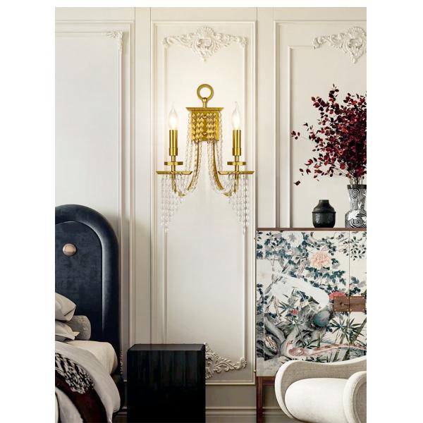 JYLIGHTING Postmodern Crystal Wall Lamp Dining Living Room Hallway Corridor French Style Gold Iron Frame Wall Lights Home Hotel