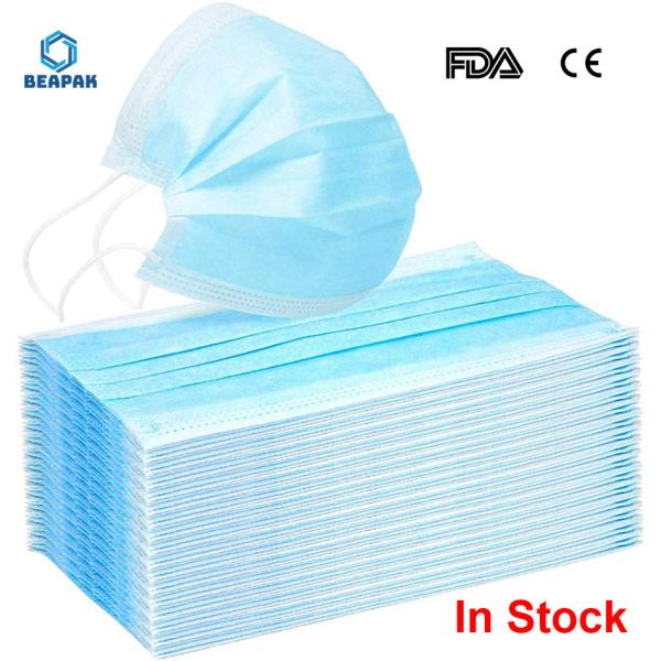 Disposable  3 Ply Face Mask Non Irritating Elastic Earring  Fda Ce Certification