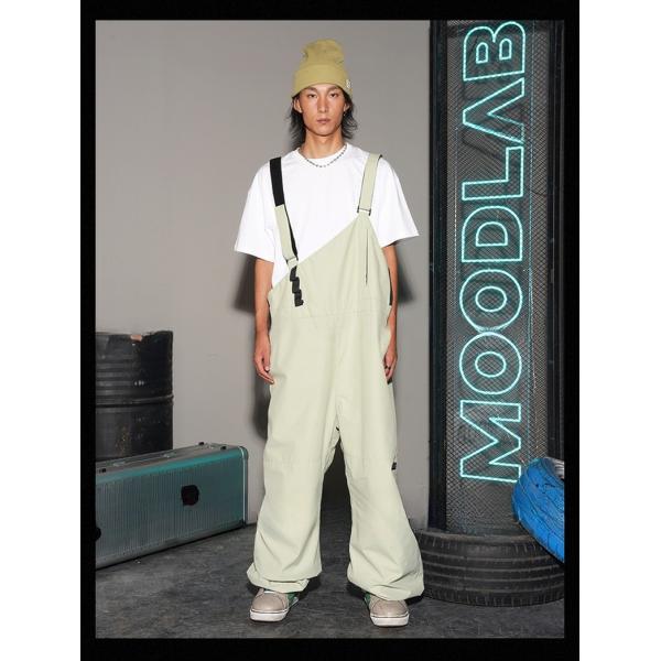 Full Pressure Glue Oblique Collar Solid Color Heated Suspender Pants for Winter Skiing