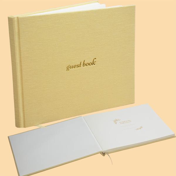 Customize B5 Linen Fabric Blank Hardcover Guest Book Gold Hot Foil Stamping Cover